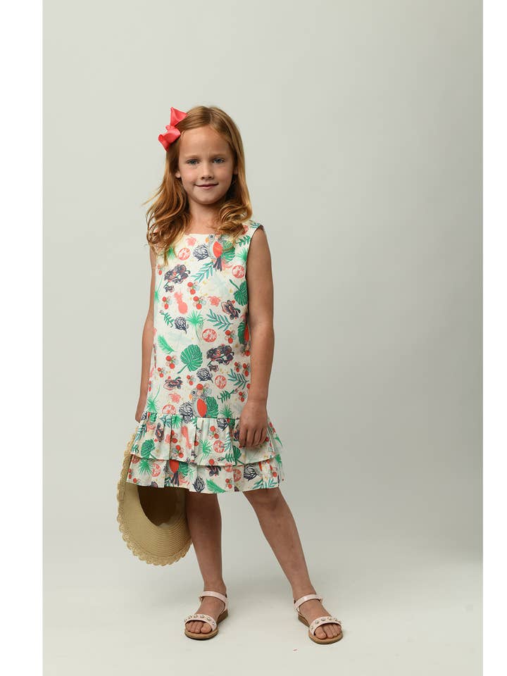 Minna - Wholesale Dress - Kids - Drop waist Dress - Tropical Paradise 5