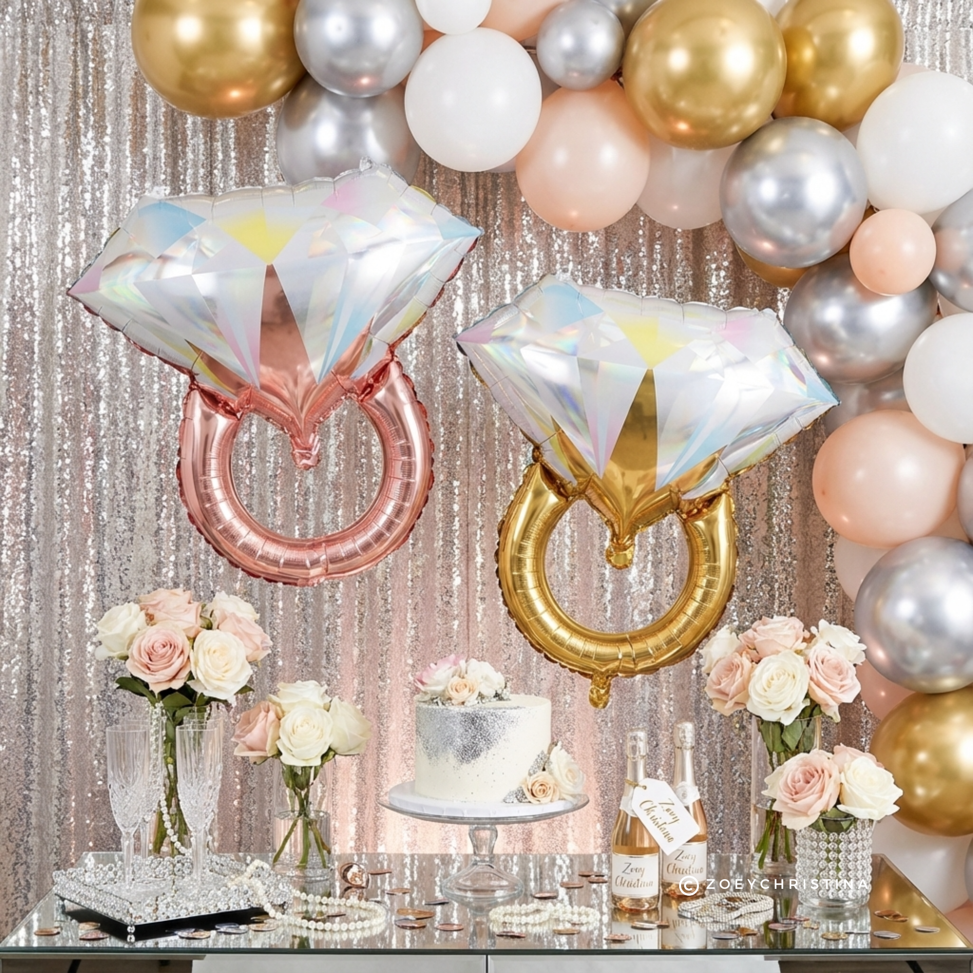 Zoey Christina - Wholesale Balloon - Diamond Ring Foil Balloon – Rose Gold & Gold Options3