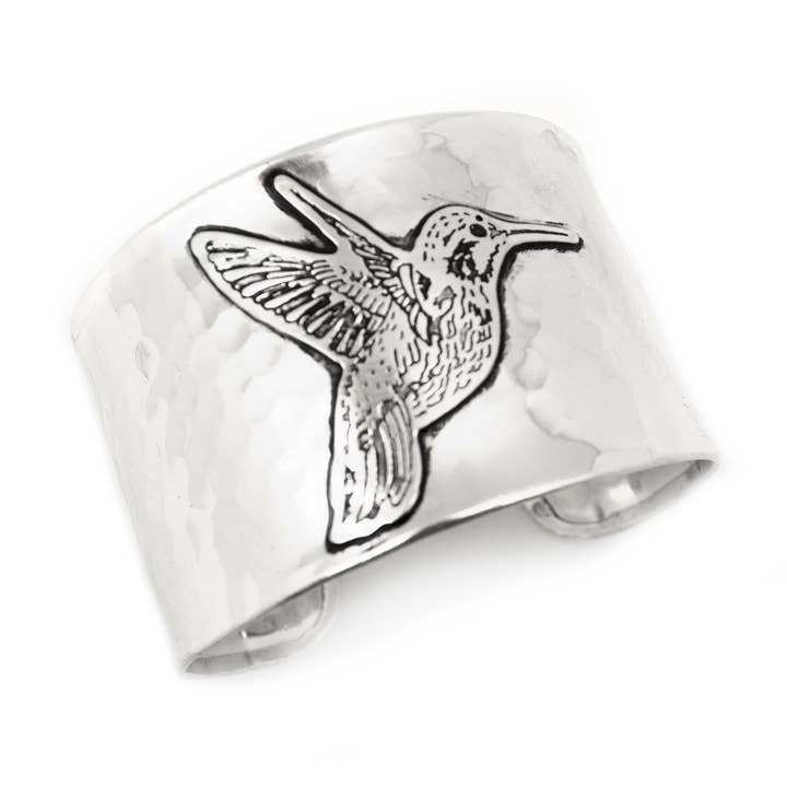 Verzilverd verstelbare manchetarmband - kolibrie voor wholesale door Anju Jewelry