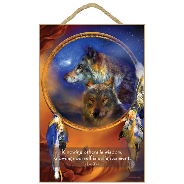 Wisdom Wolves, Know Yourself - Wood Plaque/Sign for wholesale by SJT Enterprises, Inc.