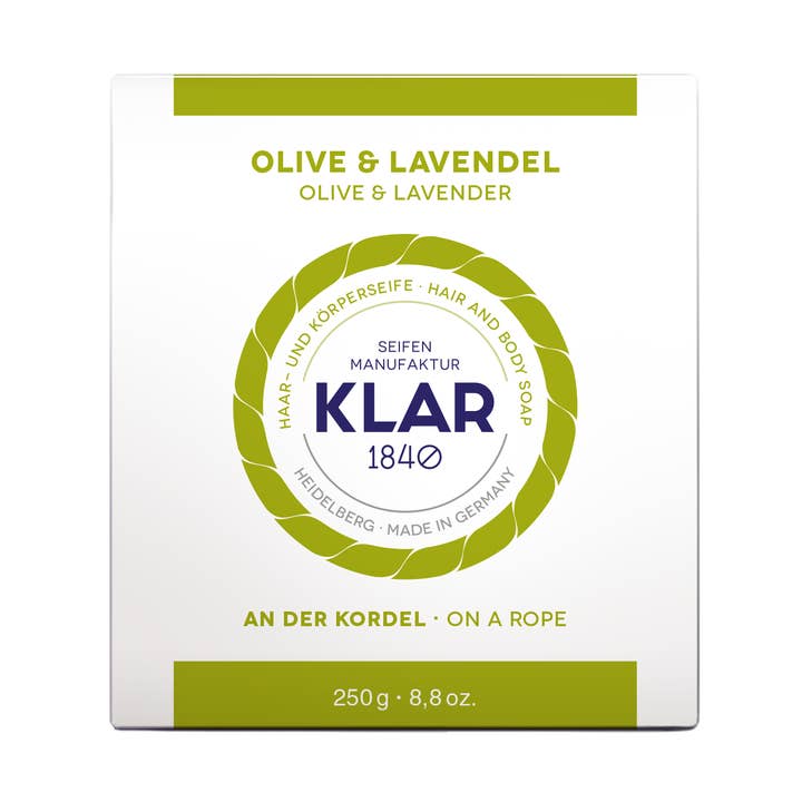 Haar- und Körpersoap Olive Lavendel, 250 g für den Großhandel von Klar Seifen