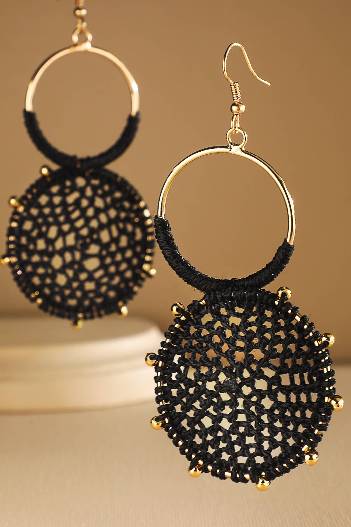 Urbanista - Wholesale Dangle Earrings - Rattan Knitted Round Tiers  Drop Earring 0