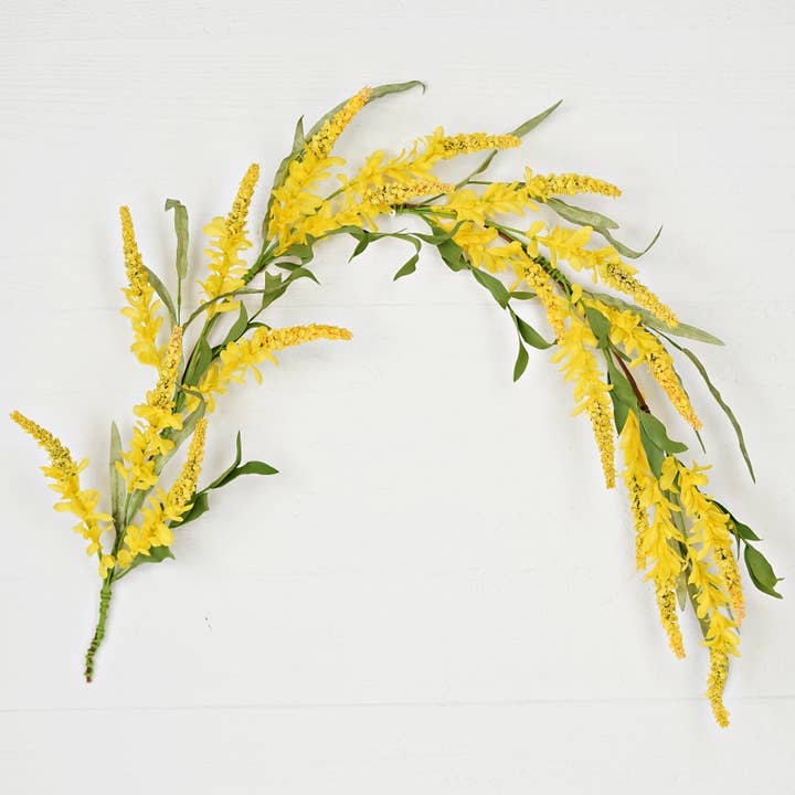 35581- 4ft Garland-Yellow Cluster Flowers w. Heather for wholesale by Holiday Depot Inc.