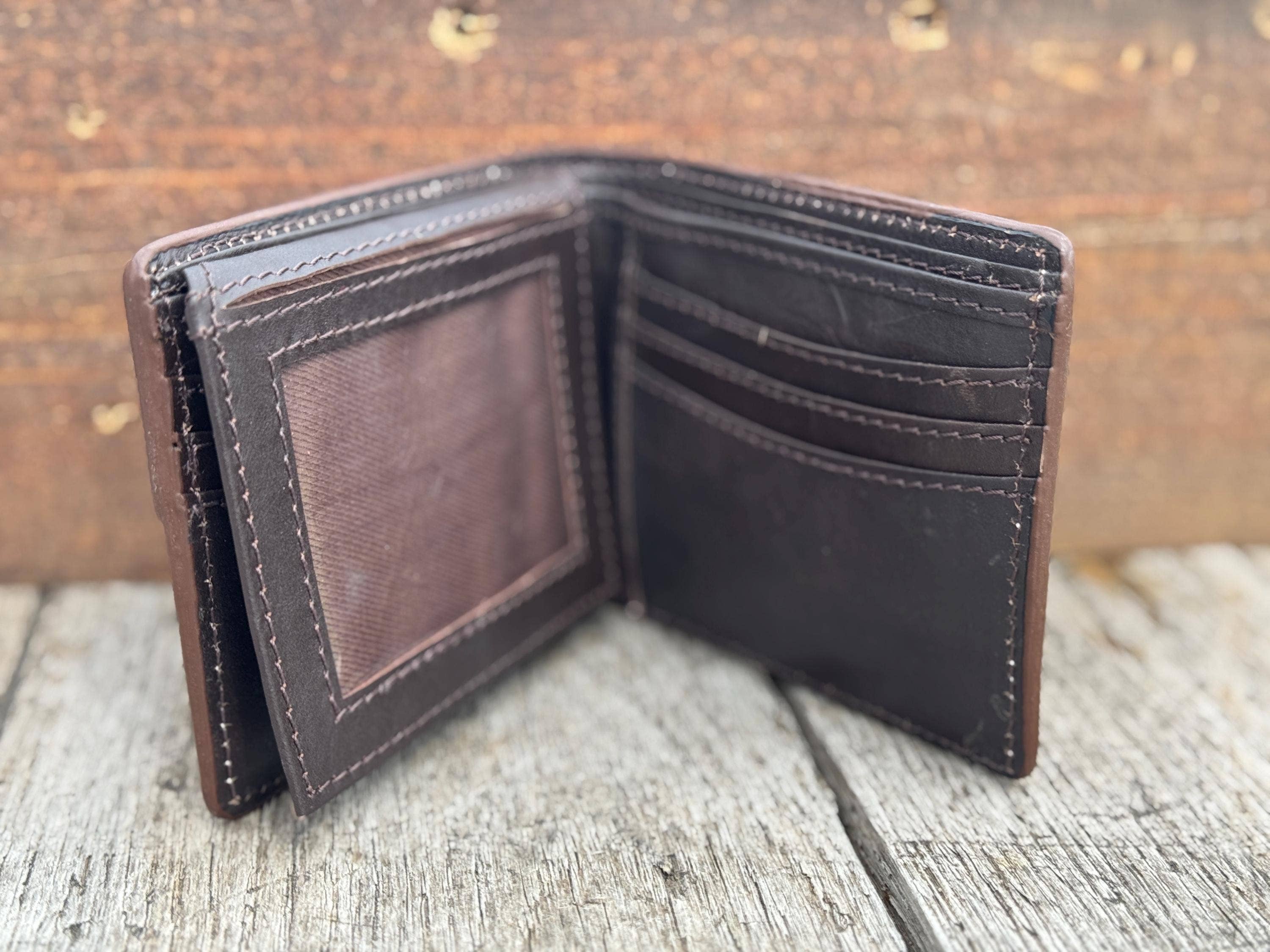 Double B Wild Rags - Wholesale Wallet - Men's - Men’s Western bi-fold wallet tooled floral Cow Skull Aces Cards details by Double B Wild Rags7