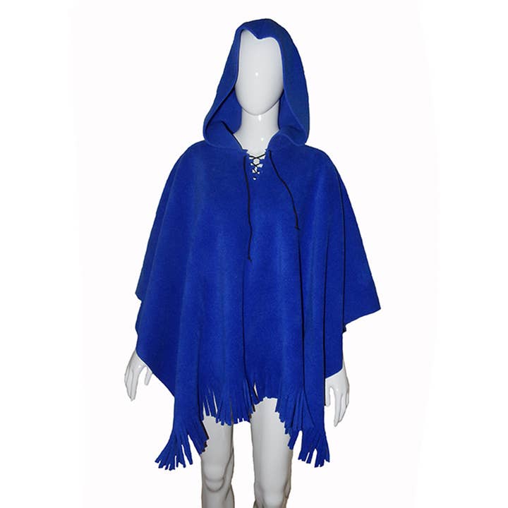 Swanque - Wholesale Poncho - Women's - Fringed Hooded Laced Mantoque - Adult