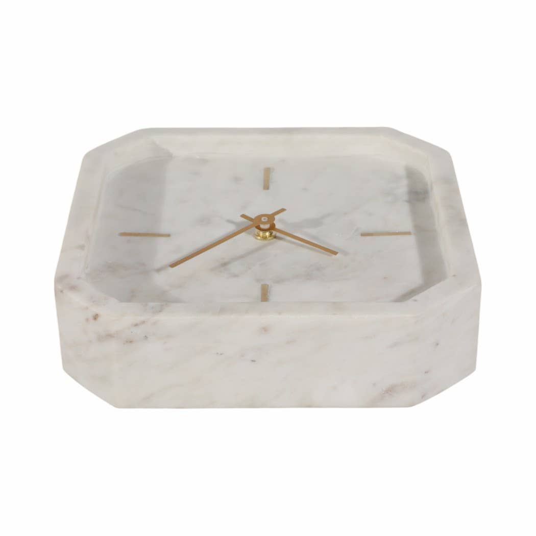 Sagebrook Home - Wholesale Desk Clock - White/Gold 8 in. Modern Marble Octagon Table Clock9