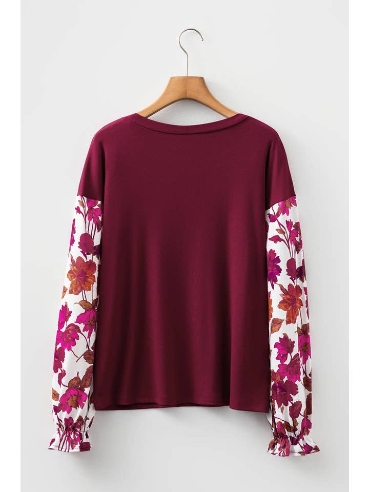 Wild Ginger Floral Patchwork Long Sleeve Top for wholesale on Faire2