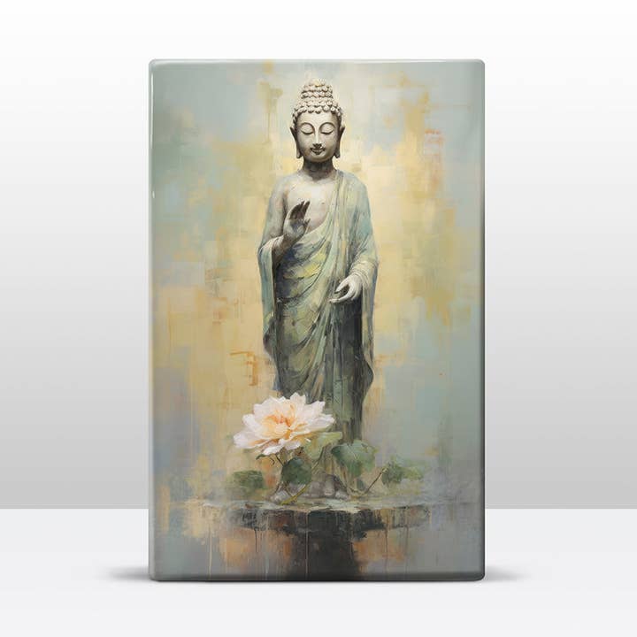 Buddha con fiori - Mini stampa laqueprint - 9,6 x 14,7 cm - LPS510 per la vendita all'ingrosso da parte di Laqueprint