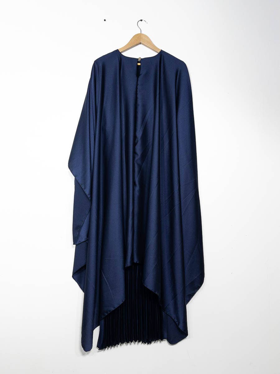 IDEAL OUTFIT - Vente Robe – femme - Abaya fluide plissée avec cape intégrée en satin ref:Y1028