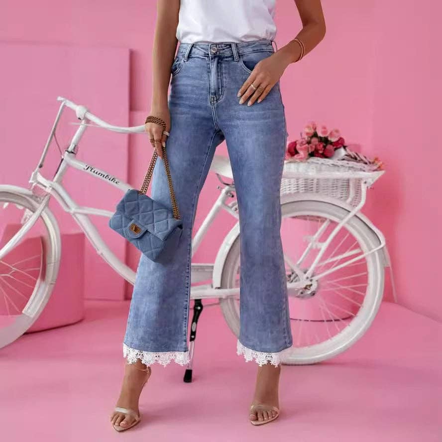 Light Blue 2025 NEW European HighWaisted Flare Jeans Chic Flared  Fresh for wholesale on Faire0