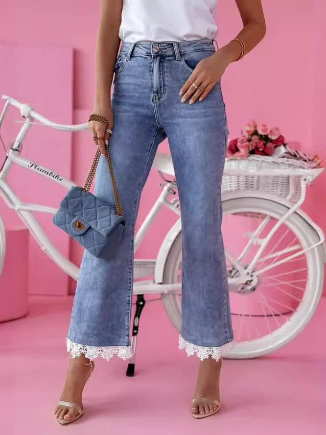 Light Blue 2025 NEW European HighWaisted Flare Jeans Chic Flared Fresh for wholesale on Faire