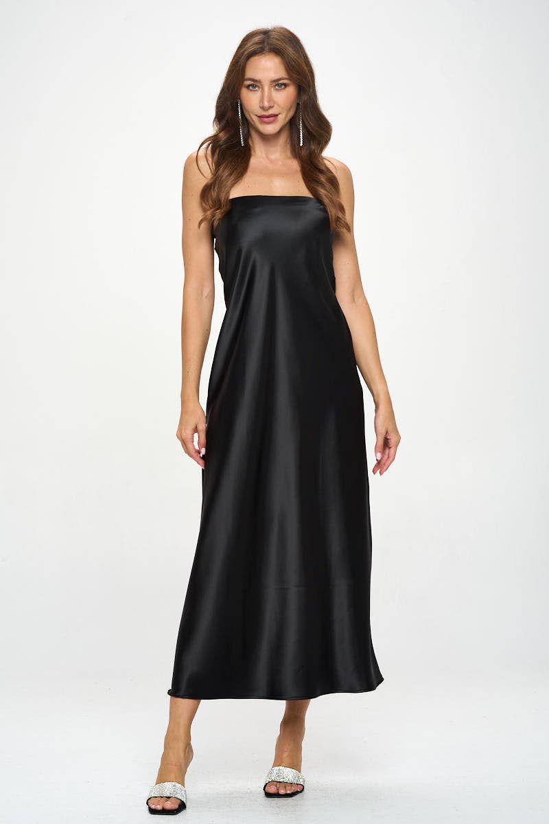 Renee C. - Wholesale Dress - Women's - Made in USA Silky Satin Tube Draped Dress0