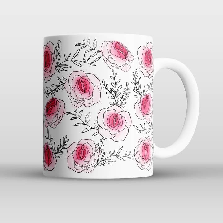 Risqué Gifts - Wholesale Coffee Mug - Roses Vagina Mug