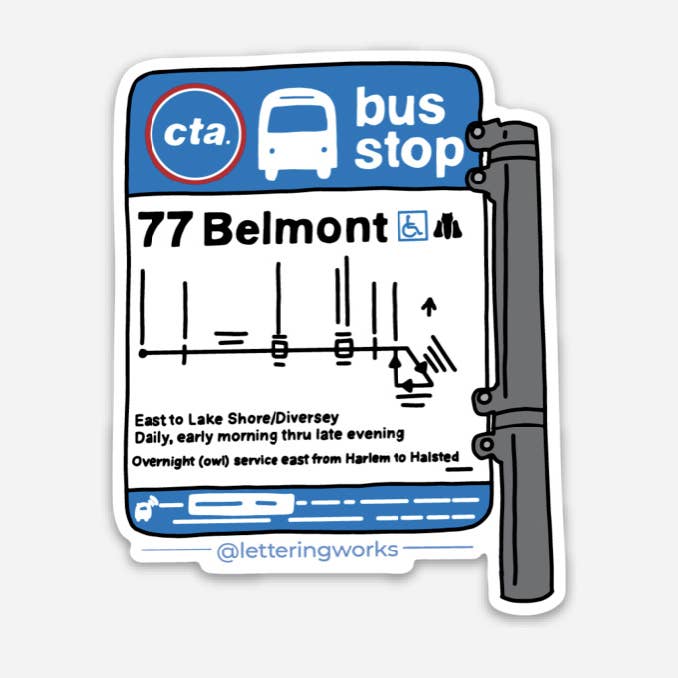 Chicago CTA Bus Sign Sticker for wholesale by Lettering Works