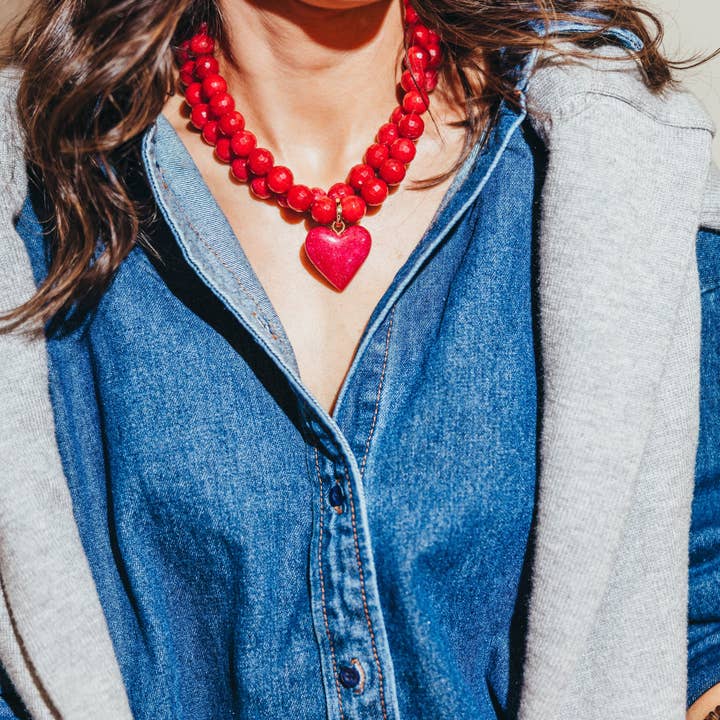 Allie + Bess - Wholesale Beaded/Pearl Necklace - Merlot Necklace1