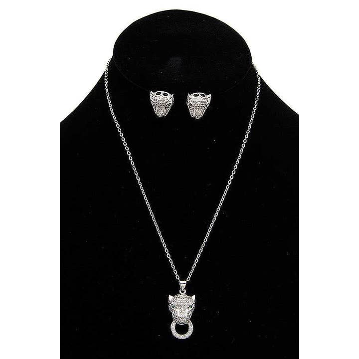 anbfashion - Vente Parures de bijoux - ENSEMBLE COLLIER JAGUAR PAVÉ DE PIERRES CZ 195390