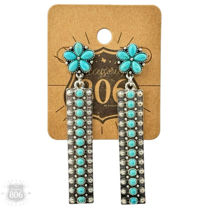 Western silver and stone bar earring for wholesale on Faire