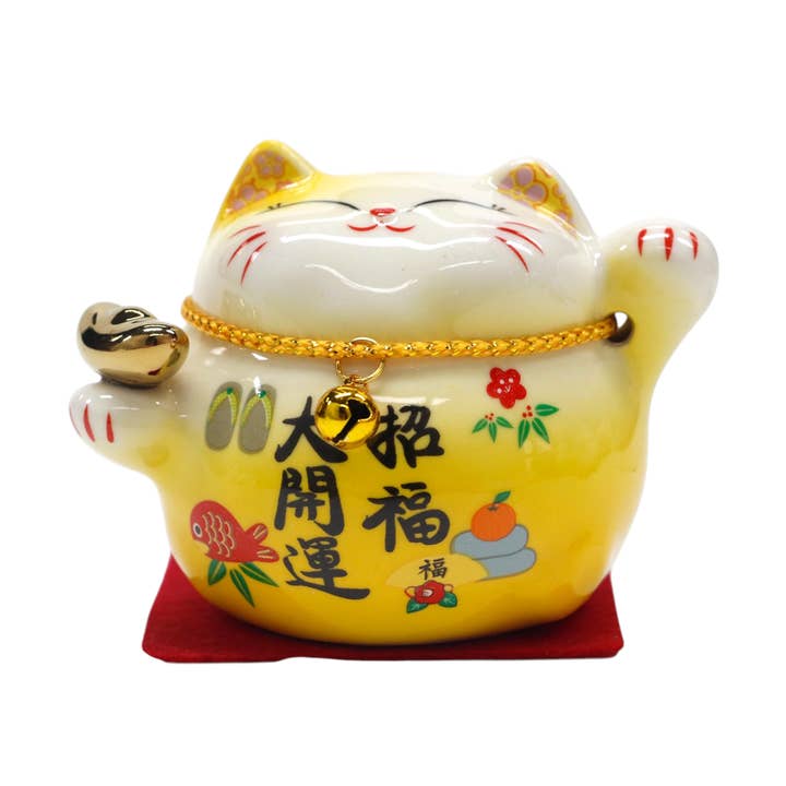 Figura de Cerámica Gato de la Suerte Amarillo de 3,5" (12/120) para venta al por mayor de Urban Tokyo