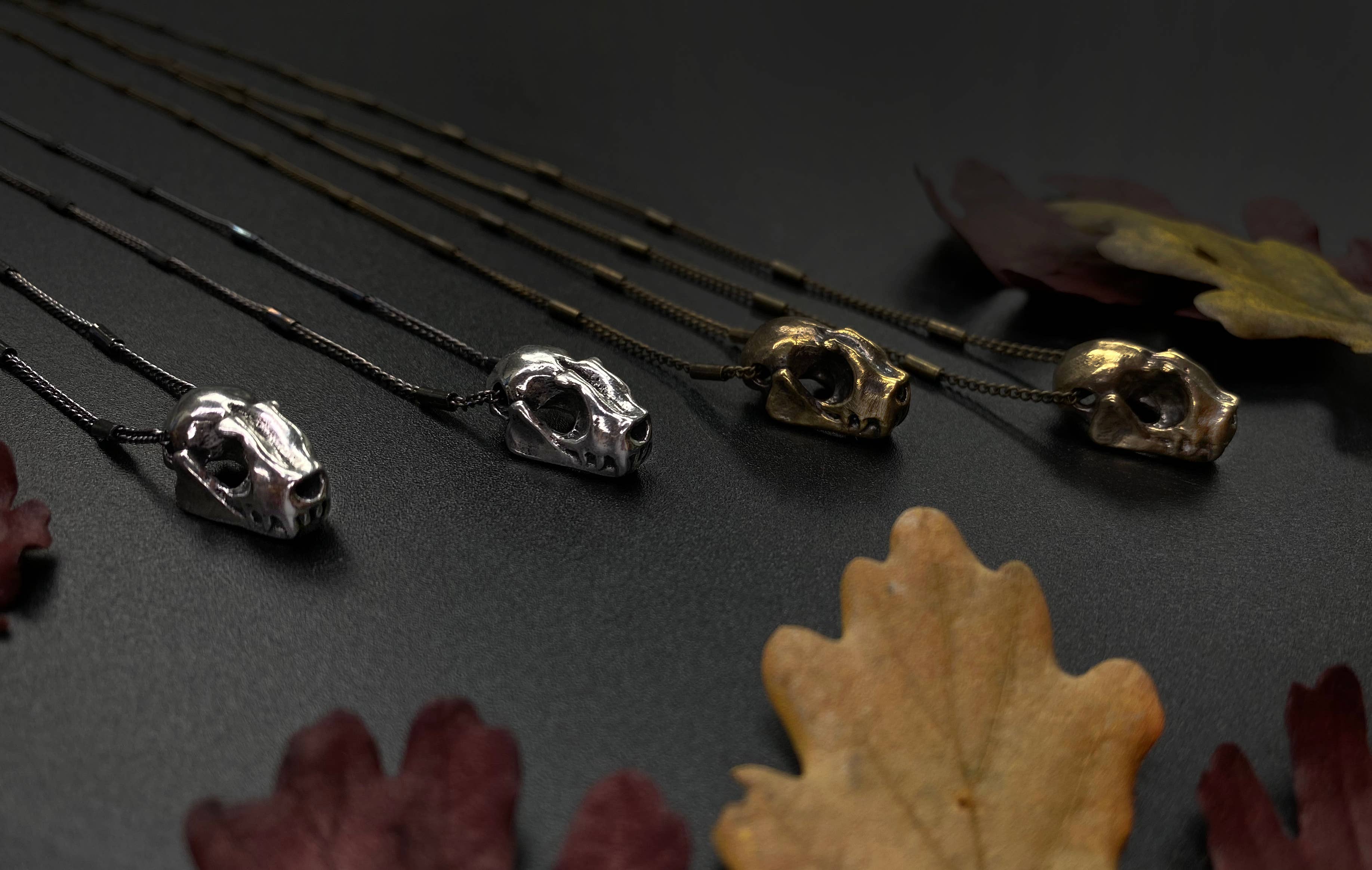 Miyu Decay - Wholesale Pendant/Charm Necklace - Brass and Pewter Bat Skull Charm Necklace1