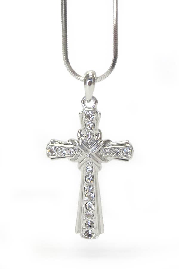 Jewelry Max - Wholesale Pendant/Charm Necklace - ( L128 )  CRYSTAL  CROSS PENDANT NECKLACE0