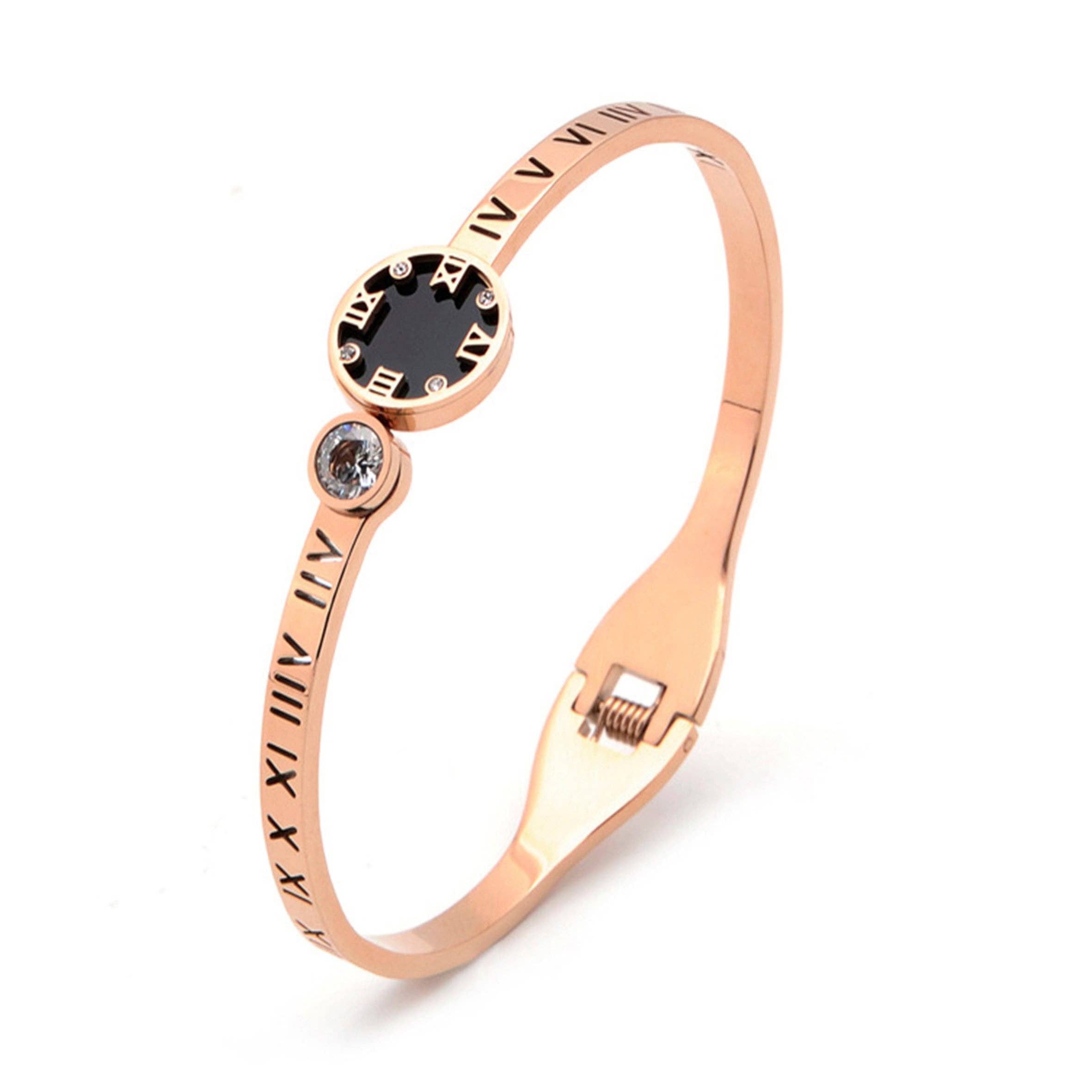 Ole - Wholesale Bangle Bracelet - Roman Numerals Stainless Steel Bracelets B22695