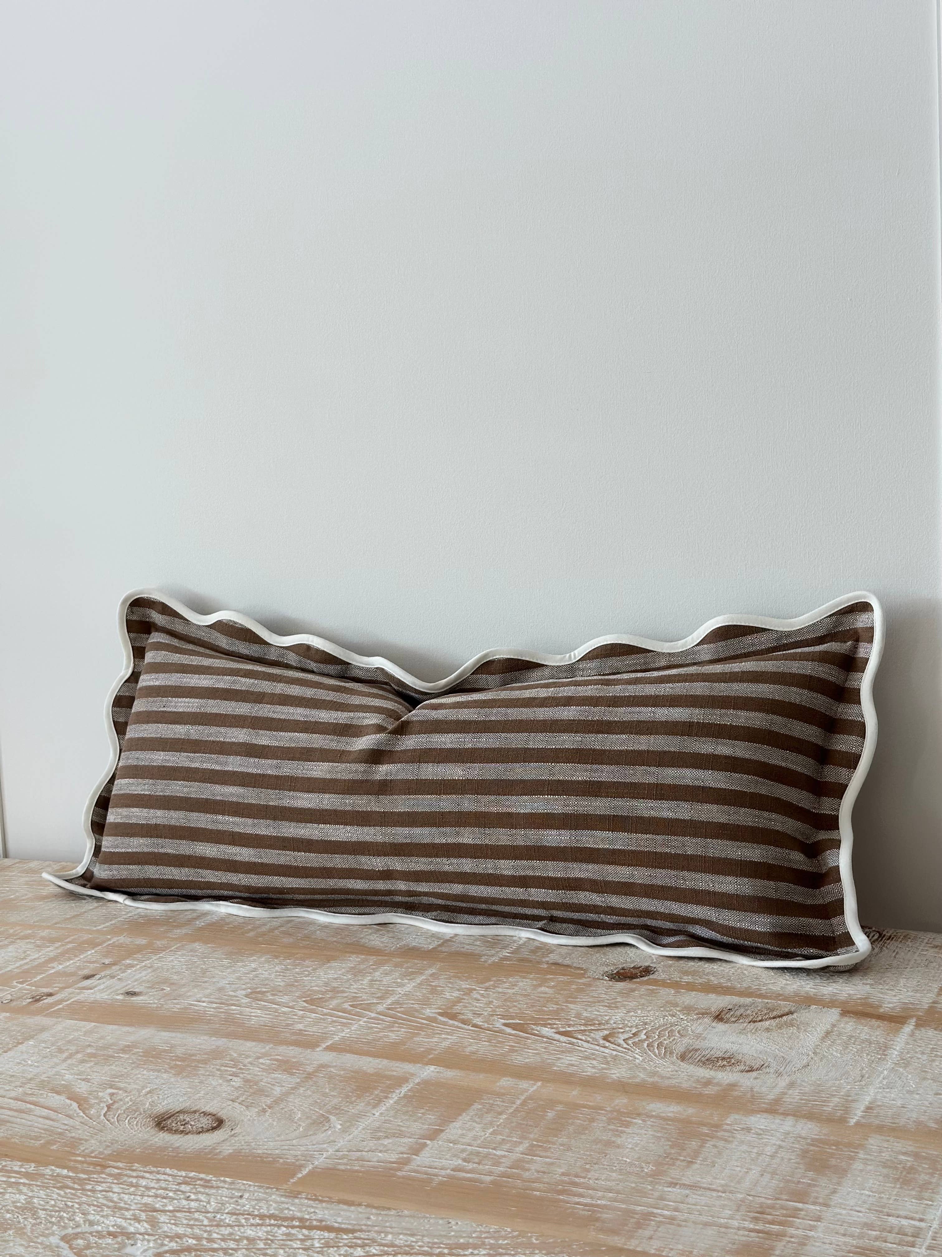 Ellenvale Trade - Wholesale Throw pillow cover - Chloe Brown & Cream Stripe Bolster – Brown Stripe 80x30