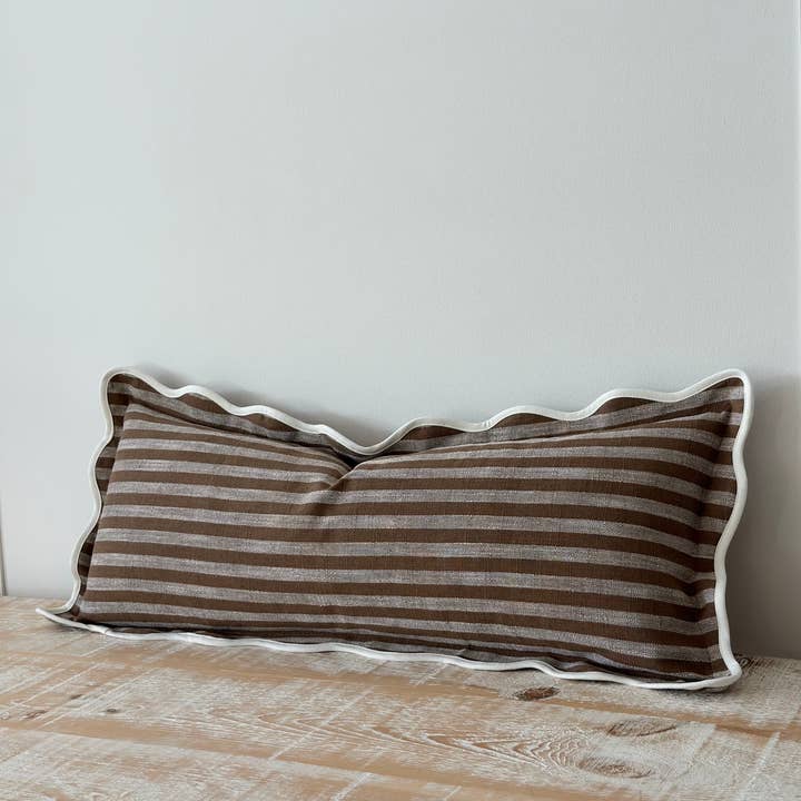 Ellenvale Trade - Wholesale Throw pillow cover - Chloe Brown & Cream Stripe Bolster – Brown Stripe 80x300