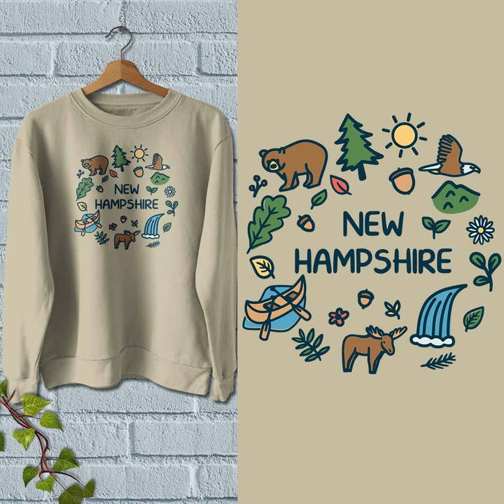New Hampshire Woodsy Doodles Adult Sweatshirt Name Drop for wholesale by RetroPlanet