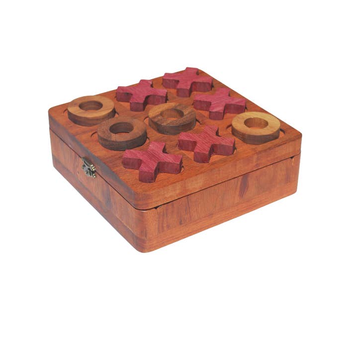 Handcrafted Exotic Wood Travel Tic Tac Toe Game for wholesale by La~Artisan