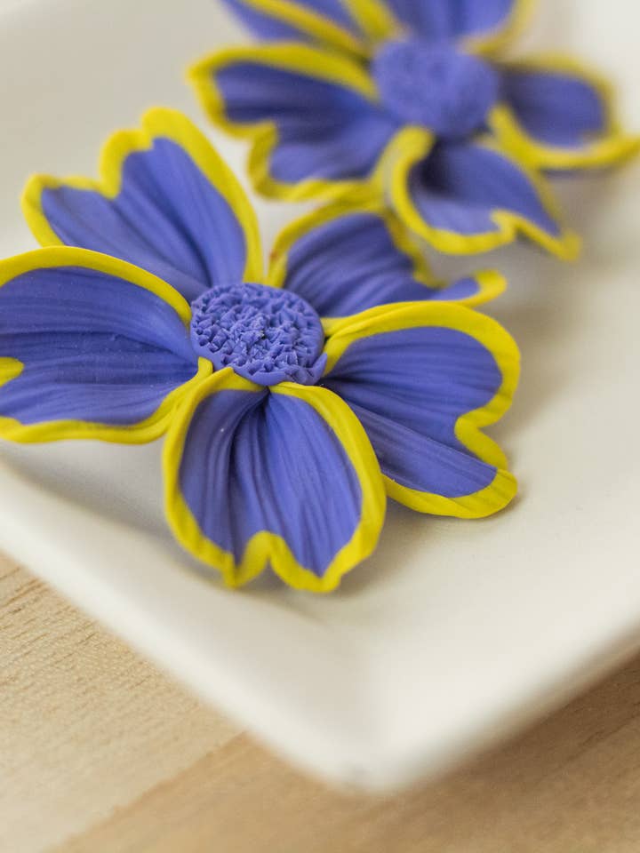 Flower Earrings, Polymer Clay Flowers, Statement Stud, Clay for wholesale by Lace & Pine Studio