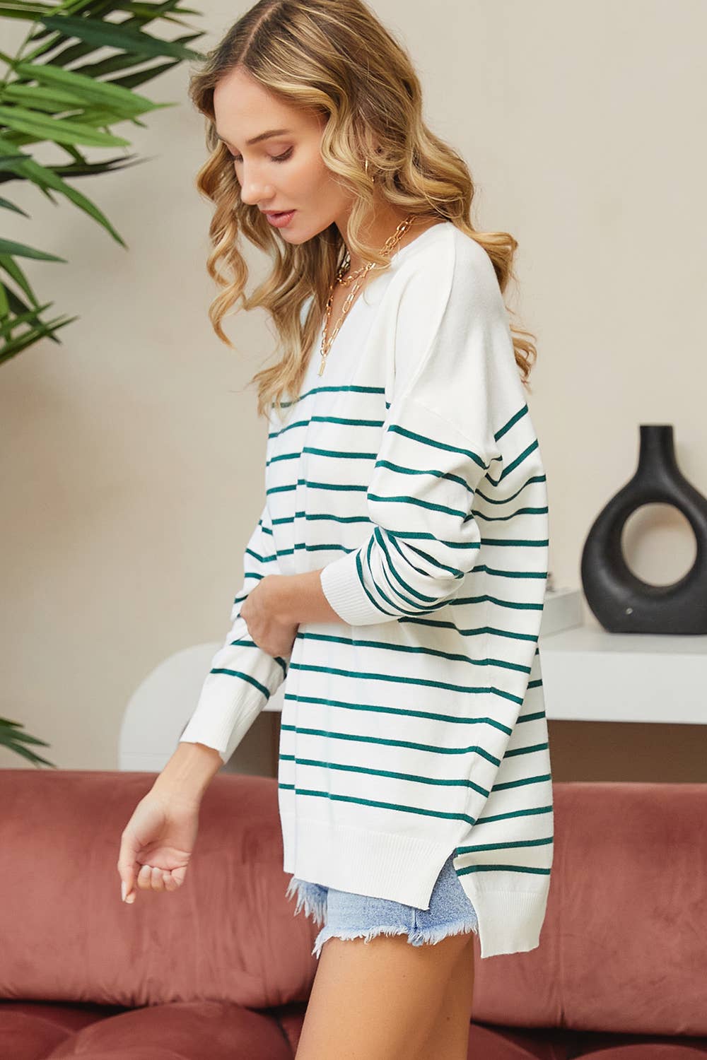 Sweet Lovely by Jen - Vente Pull en maille – femme - PULL À RAYURES SURDIMENSIONNÉ CONFORTABLE28