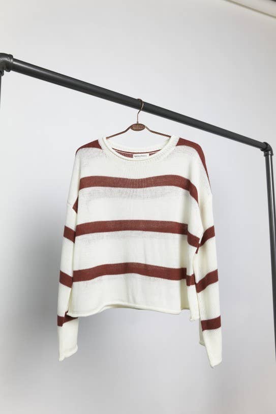 Newbury Kustom - Wholesale Knit Sweater - Women's - 11285-	Classic Striped Knit Sweater
6