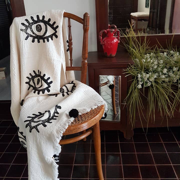 Moa - Wholesale Throw blanket - Black Evil Eye Throw Blanket7