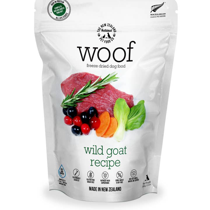 The New Zealand Natural Pet Food Co - Wholesale Pet Food - Dog - Woof Wild Goat Freeze Dried Dog Food 1.76oz | 9.9oz | 2.2lb1