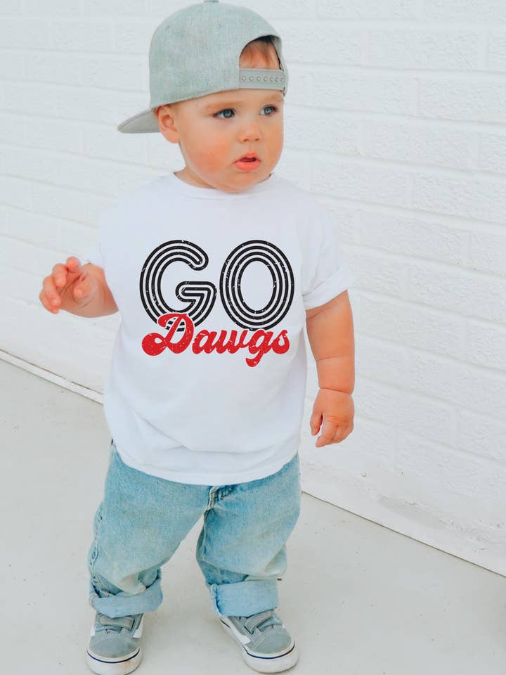 Camiseta Go Dawgs con estampado desgastado de Georgia para niños pequeños para venta al por mayor de Uncommon Label