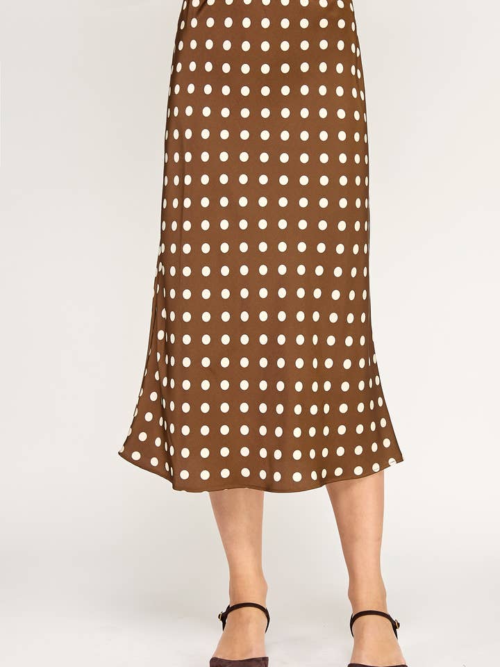 Ellison - Wholesale Skirt - Women's - RS-4238-6 POLKA DOT MIDI SKIRT-COCOA CREAM2