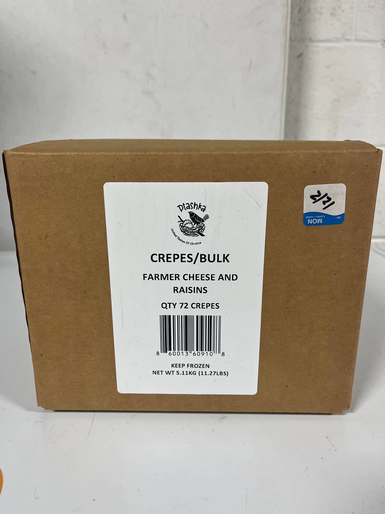 Ptashka - Wholesale Shelf Stable Prepared Meal - Bulk Farmer Cheese & Raisins Crepes 72ct Frozen Fully Cooked5