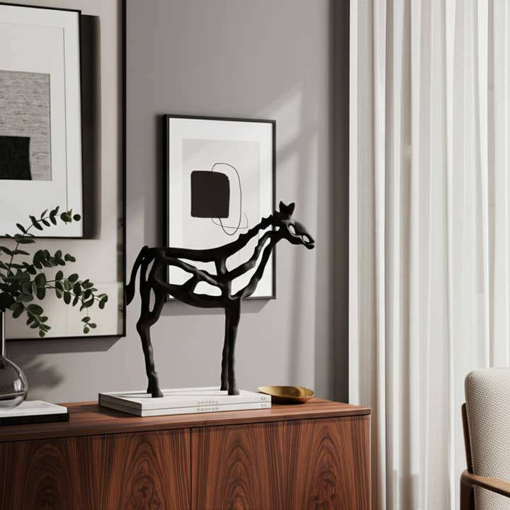 Decorative Sculpture - Black Metal Horse Illusion, 14 in. for wholesale by Sagebrook Home