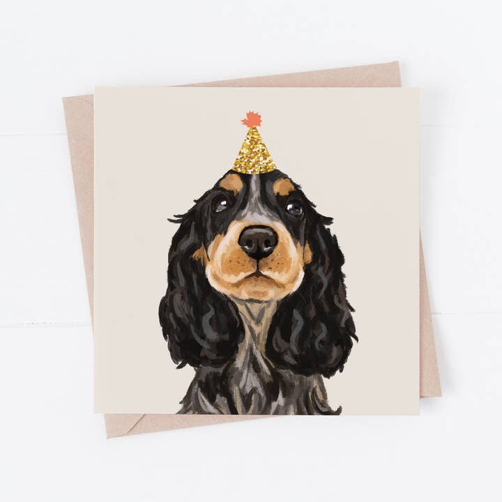 Cocker-Spaniel Schwarz und Tan Hund Grußkarte für den Großhandel von Richarts Designs