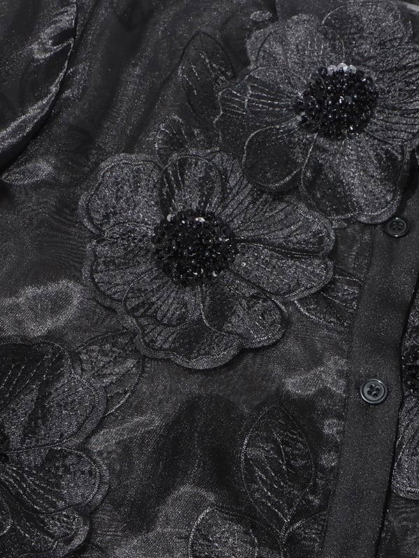 Productseeker - Wholesale Button Down Shirt - Women's - ST003 Luxe Organza Shirt with 3D Floral Sequin Detail16