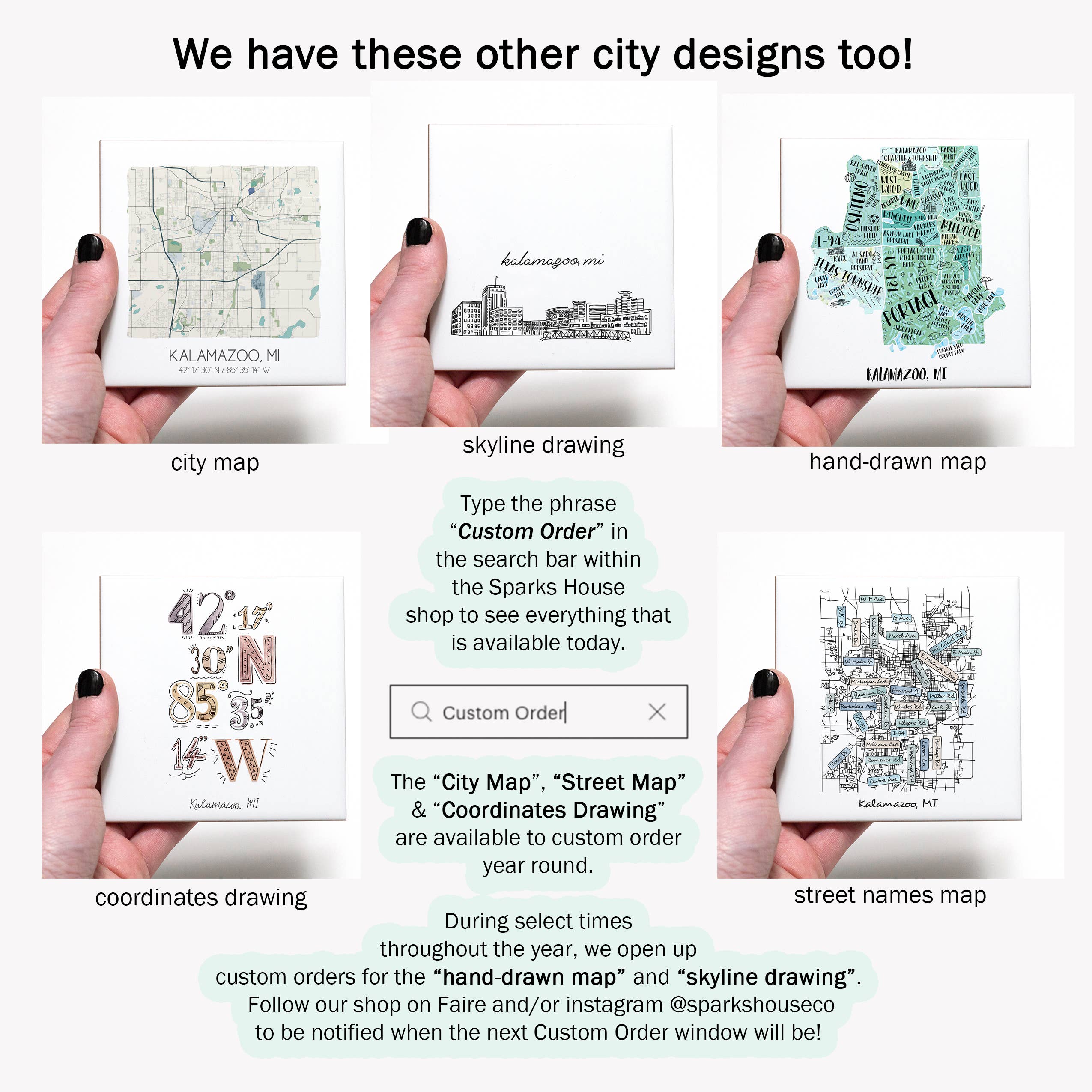 Sparks House Co. - Wholesale Coasters - Watercolor City Map Coasters - Your City - Custom Order14