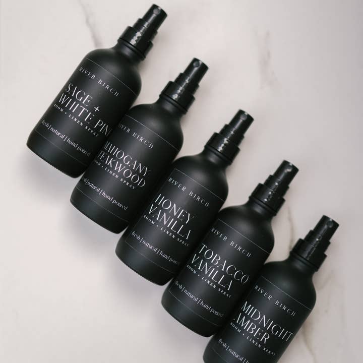 River Birch Candles - Wholesale Room & Linen Spray - Spa Day - 4 oz Black Glass Room + Linen Spray