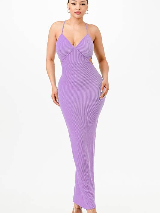 A2608-Urban Rib Maxi Dress with Tied Open Back (Copy) for wholesale by April Moon