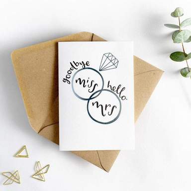 Hunter Paper Co. – Großhandel Hochzeitskarte – Goodbye Miss Hello Mrs Silberfolie Karte