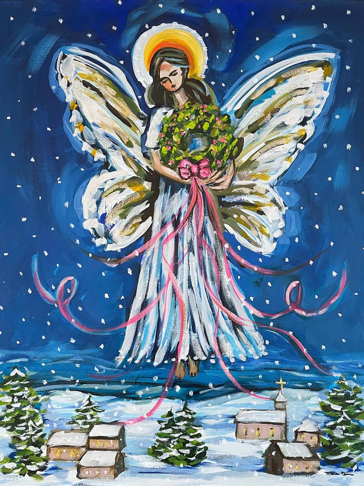 Impression de Noël sur papier, « Ange de Noël » pour la vente par Maren Devine Art