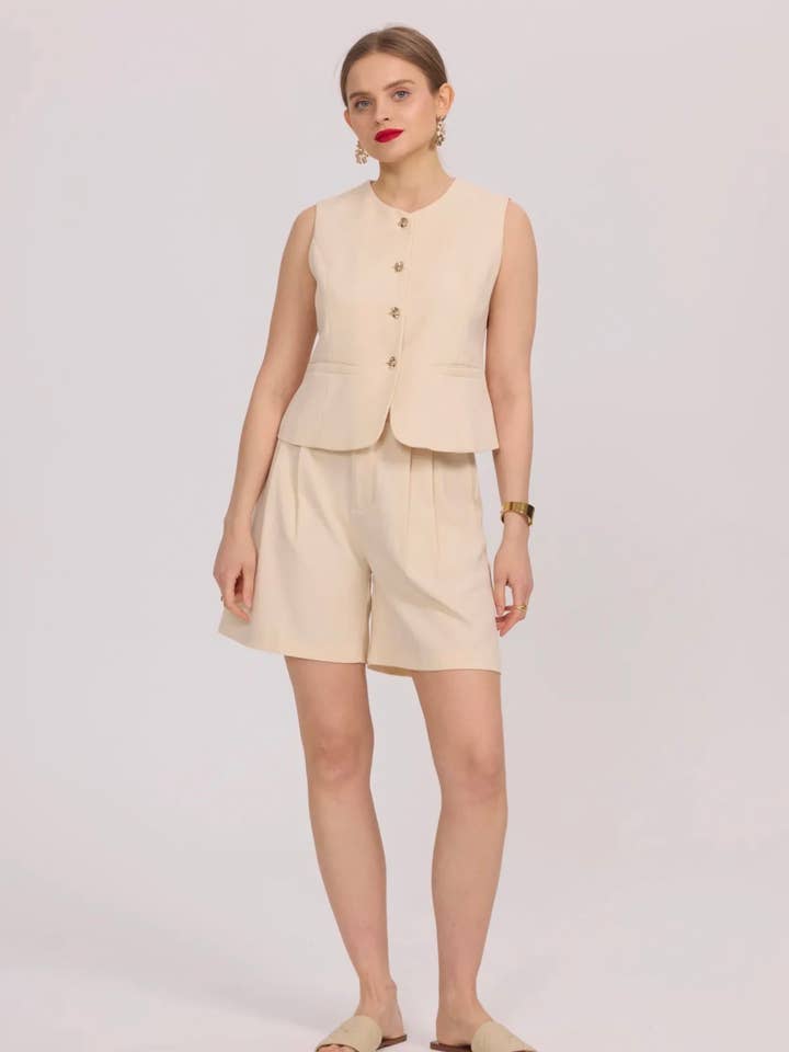 Frime - Wholesale Suit Vest - Women's - Sleeveless vest with golden buttons - 311515