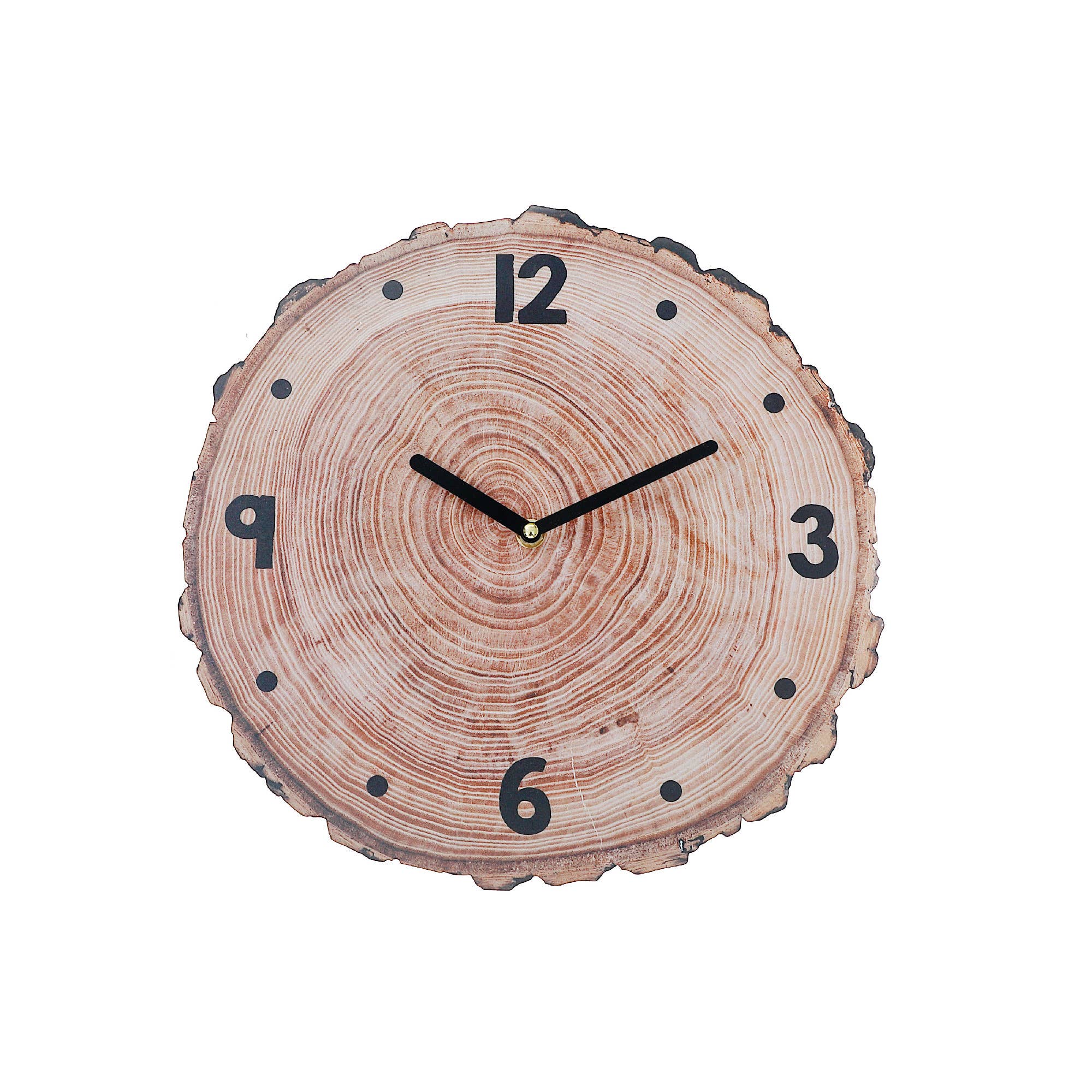 Brown Wooden Oval Wall Clock Bark Edge for wholesale on Faire
