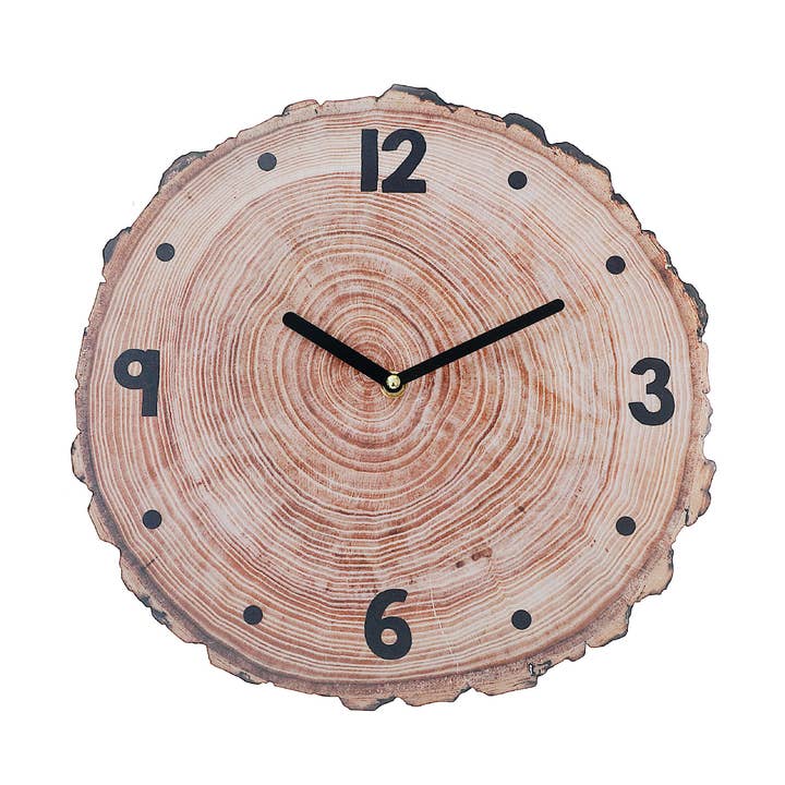 Reloj de Pared Ovalado de Madera con Borde de Corteza para venta al por mayor de IH Casa Decor