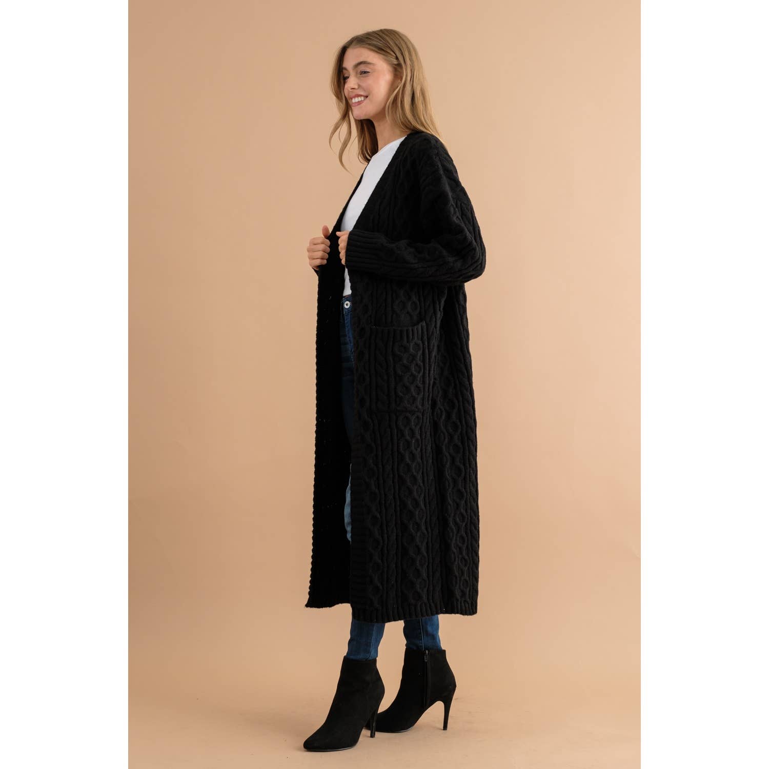 Sweet Generis – Großhandel Strickjacke – Damen – LANGE OFFENE STRICKJACKE10