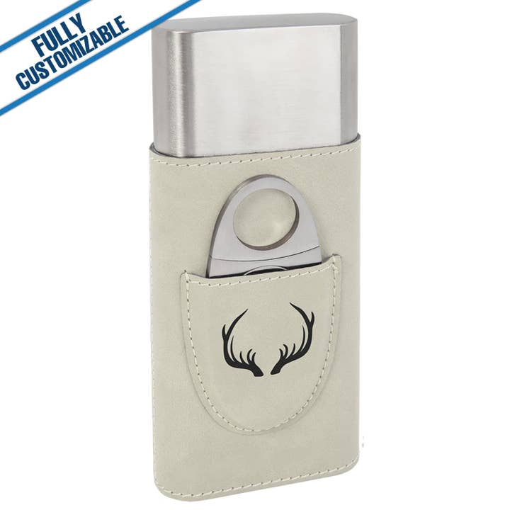 GiftWorksPlus - Wholesale Cigarette Case - Engraved Leatherette Cigar Case/Cutter - Fully Customizable9